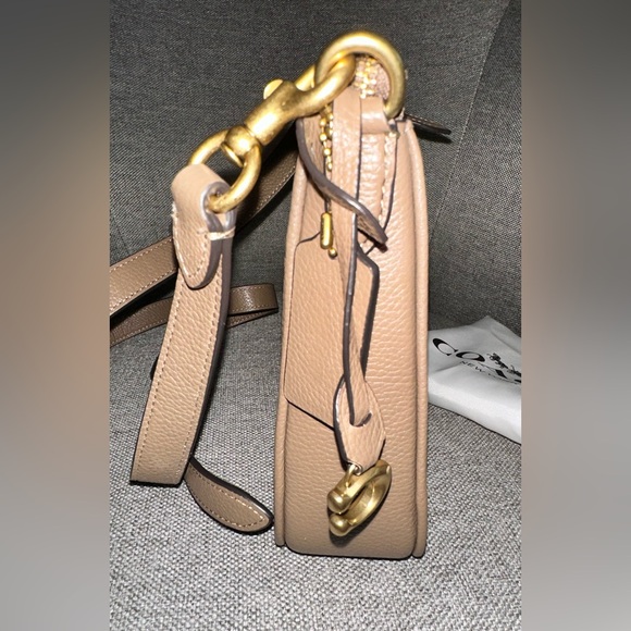 Coach Chaise Brass/Dark Stone Polished Pebble Leather Crossbody - Picture 7 of 10